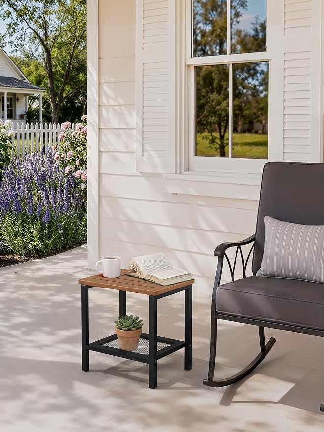 Outdoor Side Table, Yellow Brown