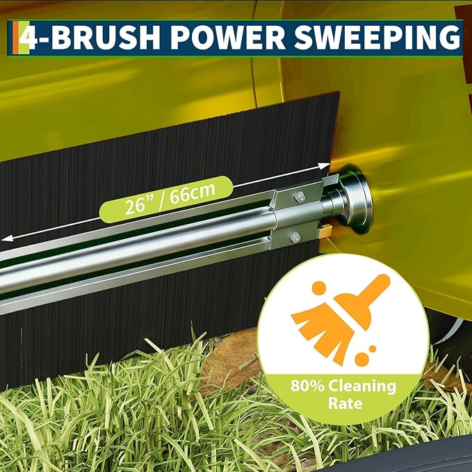 Heavy-Duty 26-Inch Hand-Push Lawn Sweeper with 7 Cu.ft. Collection Bag & Adjustable Brush Reel - Ideal for Picking Up Grass, Leaves, and Yard Debris on Any Terrain