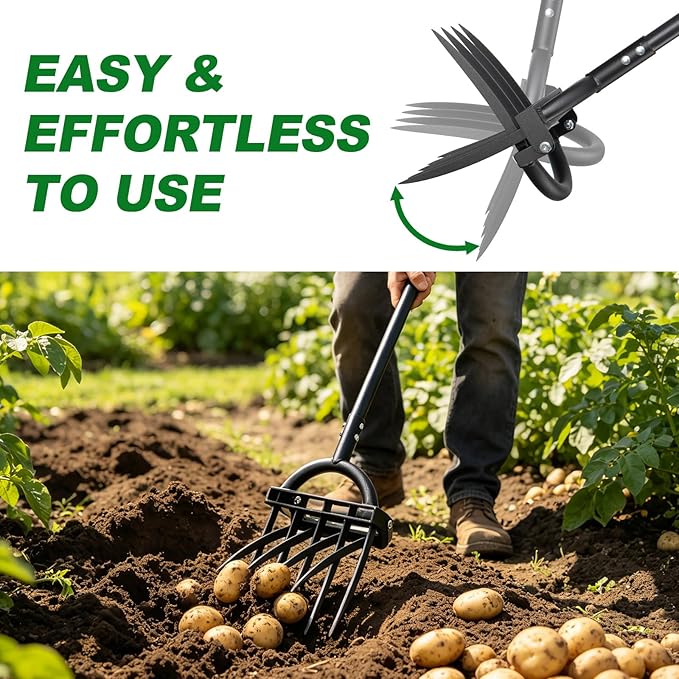 Broad Fork Garden Tool, 63” Heavy Duty Broadfork Hand Tiller with Double 5+4 Sharp Tines, Garden Pitchfork with Ergonomic D-Shaped Handle, Spading Digging Fork for Compost Soil Cultivating Loosening