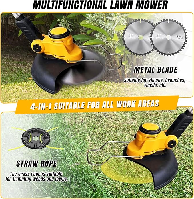 4 in 1 Electric Weed Wacker for Dewalt 20V Battery, 12" Weed Eater Battery Powered, 1300W Cordless String Trimme Edger/Bush Trimmer for Lawn, Yard, Garden Care(No Batteries)