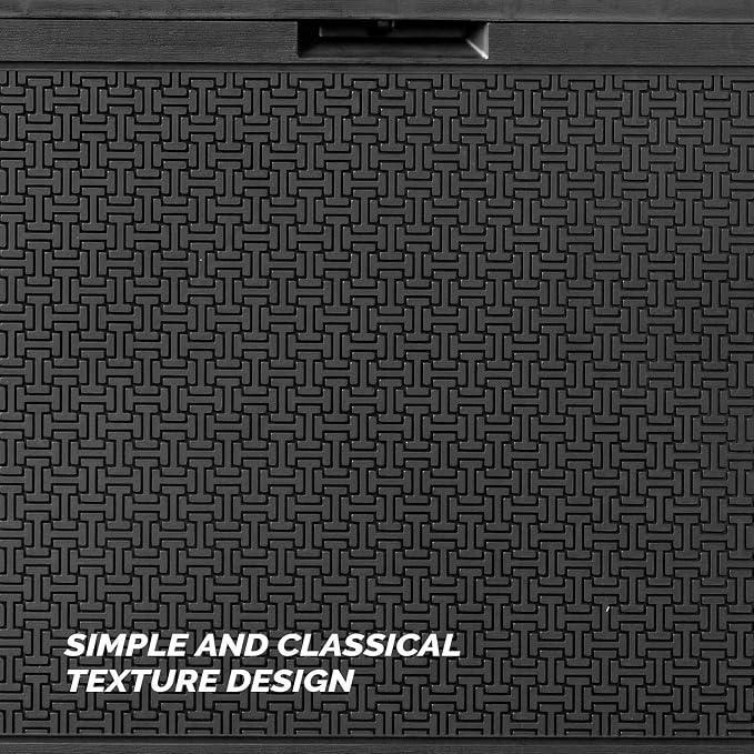 90 Gallon Large Outdoor Storage Box, Black Maze-Pattern Resin Deck Box with Wheels & Side Handles, Lockable Waterproof UV-Resistant Patio Storage Container for Tools, Cushions, Toys, Garden Accessorie