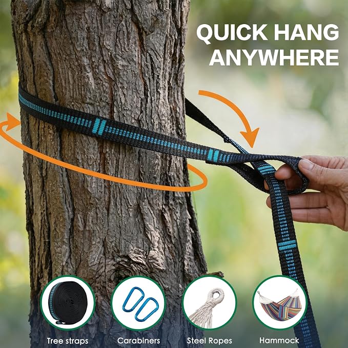 GAFETE Double Hammock for Outside with Tree Straps, Replacement for Stand（Classic Red, Medium）