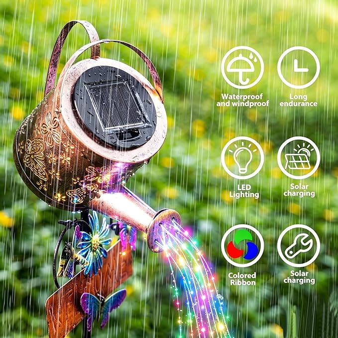 Solar Watering Can Light - Solar Lights Yard Decorations Outdoor,Garden Decor Lights for Yard,IP65 Waterproof Hanging Lantern Lights,Outside Garden Flower Bed Decor Light for Moms Birthday