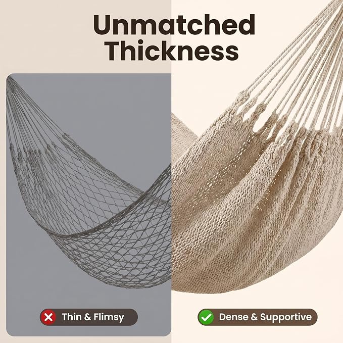 Hammocks for Outside,Bohemian 2hammock,Rope Hammock,Suitable,Yard, Beach, Backyard,Garden (Off-White, X-Large)