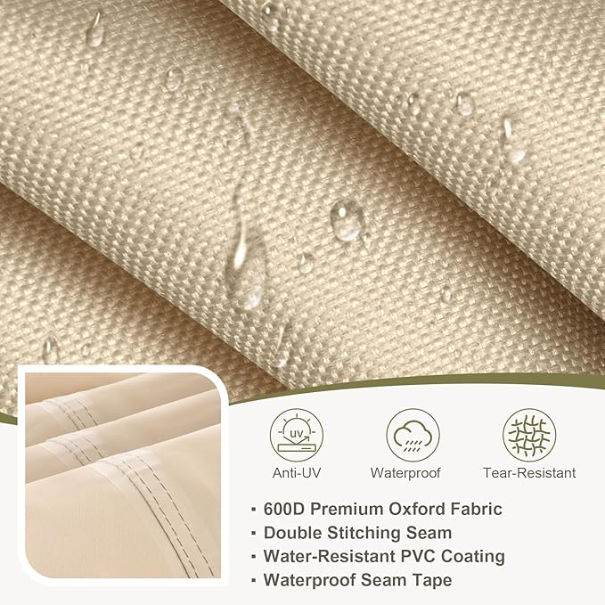 COWVIE Round Patio Dining Set Cover for Outdoor Table and Chairs, 600D Waterproof and UV-Resistant Fabric Patio Furniture Cover with Storage and Air Vent, 62''Dia x 32''H
