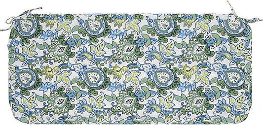 Magpie Fabrics Patio Bench Cushion Cover 48x18x3 Inch, NO Insert! Water Resistant UV Protection Outdoor Swing Loveseat Replacement Cover with Zipper, (Botanical Blue Green)