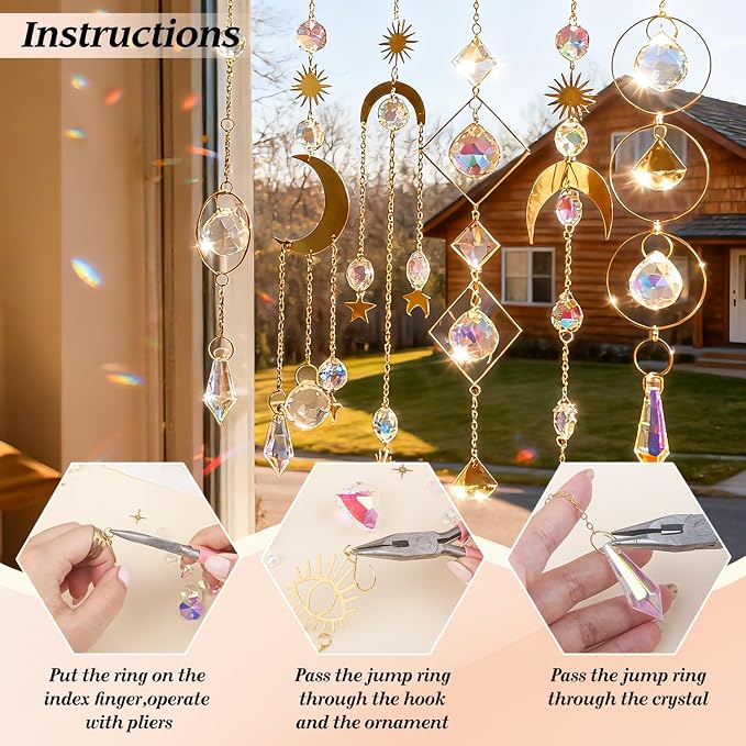500 Pcs DIY Suncatchers Kits for Adults, Crystal Sun Catchers Rainbow Maker, Art and Crafts for Adults, Hanging Decorative Suncatchers for Windows, Home, Parties and Weddings