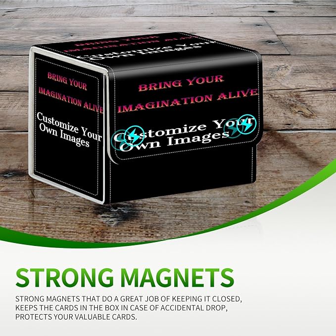 Card Deck Box for MTG, Cards Storage Box Fits 120+ Sleeved, Leather Small Size Strong Magnetic Closing Card Case for Board Games Magic TCG CCG Baseball Collection, Custom