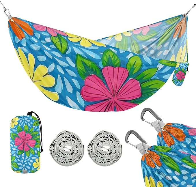 Hawaiian Style Colorful Flowers 330lb Capacity Hammocks for Camping with Hanging Rope Portable Hammock for Indoor Outdoor Patio jamaca para Patio
