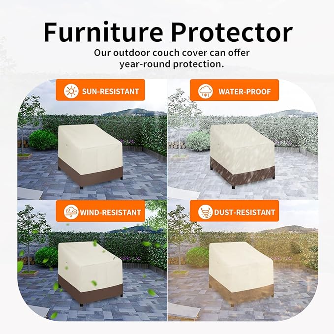 Easy-Going Outdoor Chair Cover Waterproof, Heavy Duty Patio Chair Cover, Windproof Outdoor Furniture Cover with Air Vent (2 Pack-37Wx30Dx31H inch, Beige/Dark Brown)