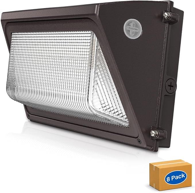 JCE Selectable 60W/90W/100W/120W LED Wall Pack with Dusk to Dawn Sensor, Max 18000LM 3-CCT Tunable LED Wall Pack Commercial Security Fixture for Yard Parking (8 Pack)