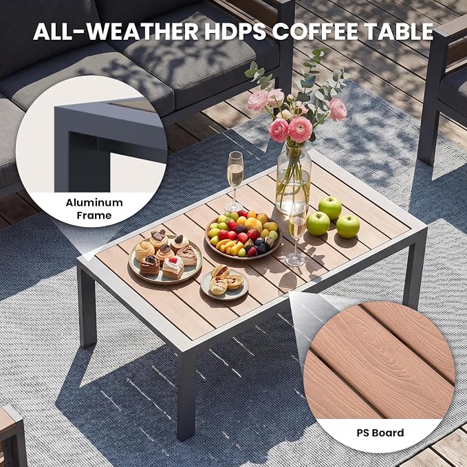 SUNYRISY Aluminum Outdoor Patio Furniture Set with Coffee Table, 2 Piece Metal Outdoor Conversation Sets with Thick Olefin Cushions, Sofa Couch Set for Porch, Deck, Backyard, Lawn, Pool