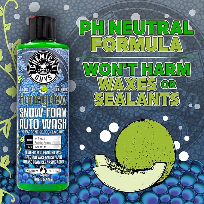 Chemical Guys CWS_110CS Foam Cannon & Snubby Snow Foam Kit - Honeydew Snow Foam Car Wash Soap, 128 fl oz (1 Gallon) + TORQ Foam Cannon Max 8 & Snubby Spray Foam Gun, for Pressure Washer - 3 Items