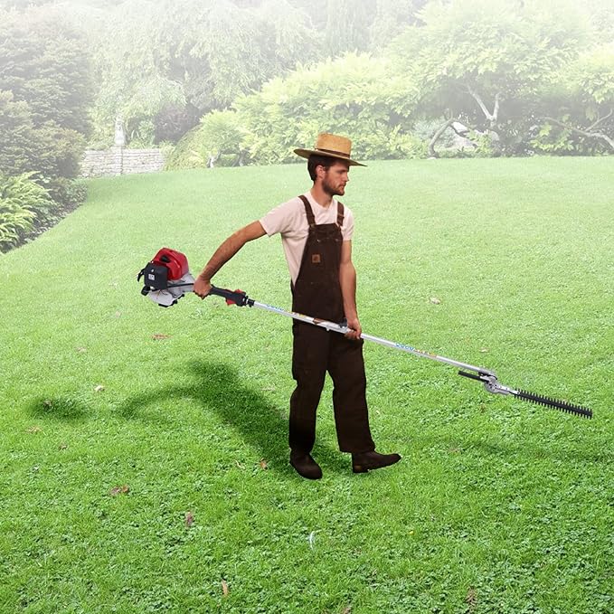 Brush Cutter, 2-Stroke 51.7CC 1.4KW Gas Lawn Edger Single Cylinder Air Cooled Weed Wacker Multifunction Weed Eater Aluminum Gas Powered Weed Trimmer Garden Trimmer w/0.3 Gal Fuel Tank Capacity