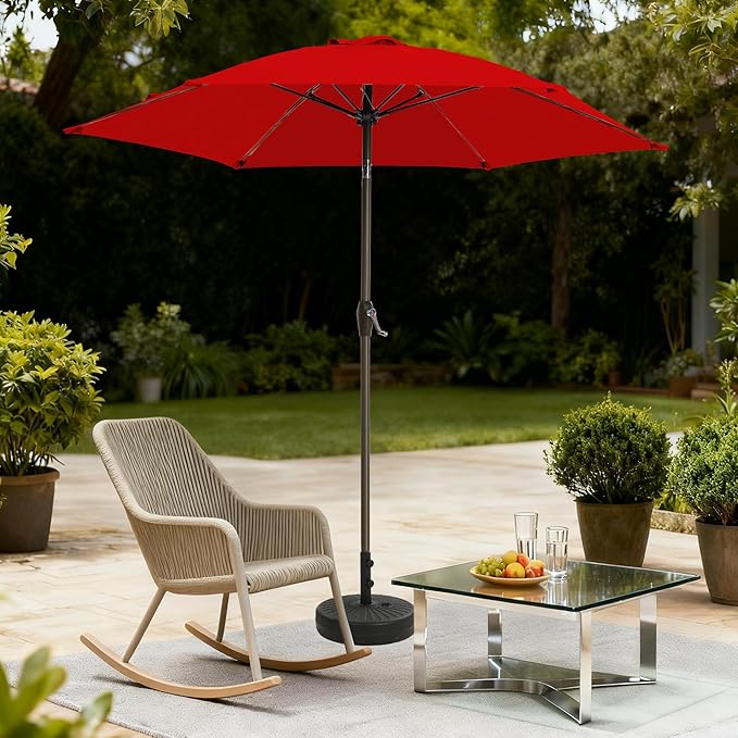 7.5FT Large Outdoor Patio Umbrella with Crank & Tilt - Durable Market Umbrella for Outdoor Patio with 6 Fiberglass Ribs for Poolside,Deck,Yard,Garden
