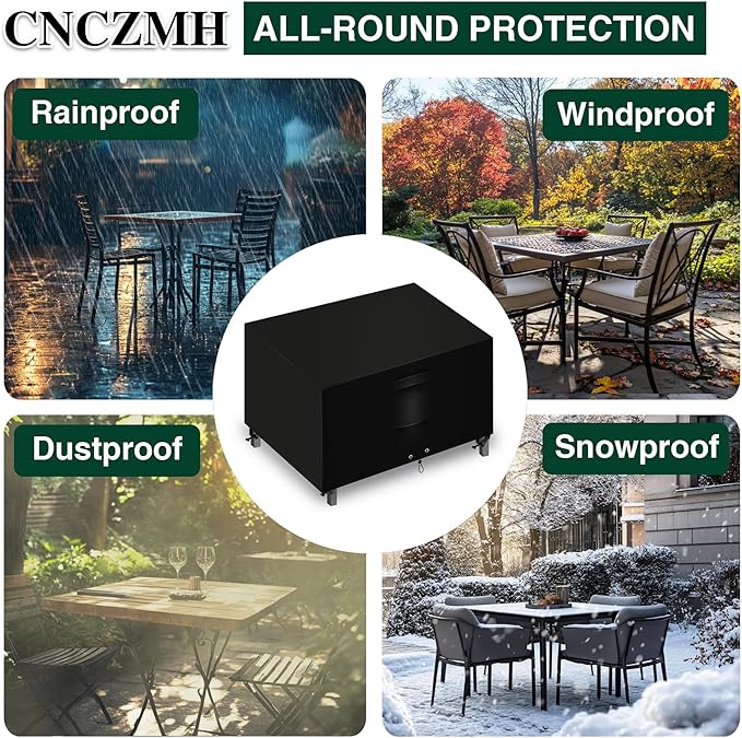 Heavy Duty Patio Furniture Covers Waterproof, 600D Outdoor Furniture Cover Waterproof for Sectional Sofa Couch, Outdoor Dining Table and Chair Set Covers 84''L x 44''W x 28''H, Black