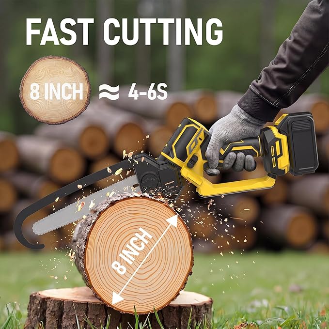 2 in 1 8" Mini Chainsaw Compatible with Dewalt 20V Battery(NO Battery) | 8" Brushless Electric Chainsaw with Rotating Head, Ruler Guide and Handle for Branch Trimming Wood Cutting