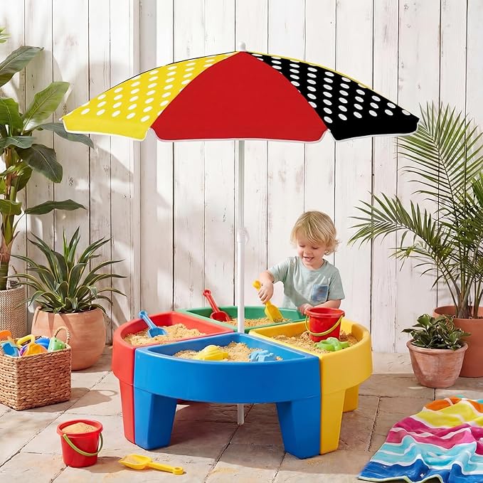 Dansydaisy Beach Umbrella for Water Table, Picnic Table Shade, 47 Inch Replacement Portable Outdoor Umbrella, UV Protection for Sand Play Camping Patio Garden, Tables Not Included
