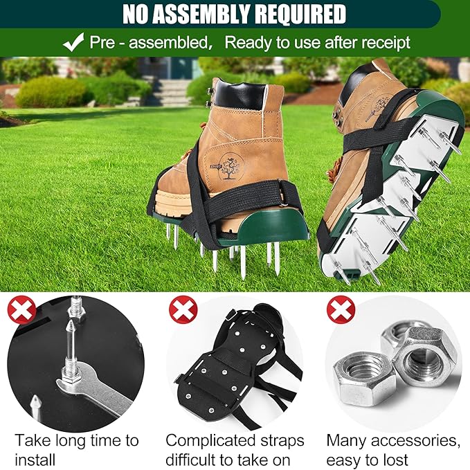 Miuwauer Lawn Aerator Shoes (Upgrade Version (Aluminum Alloy Sole), Green-Black)