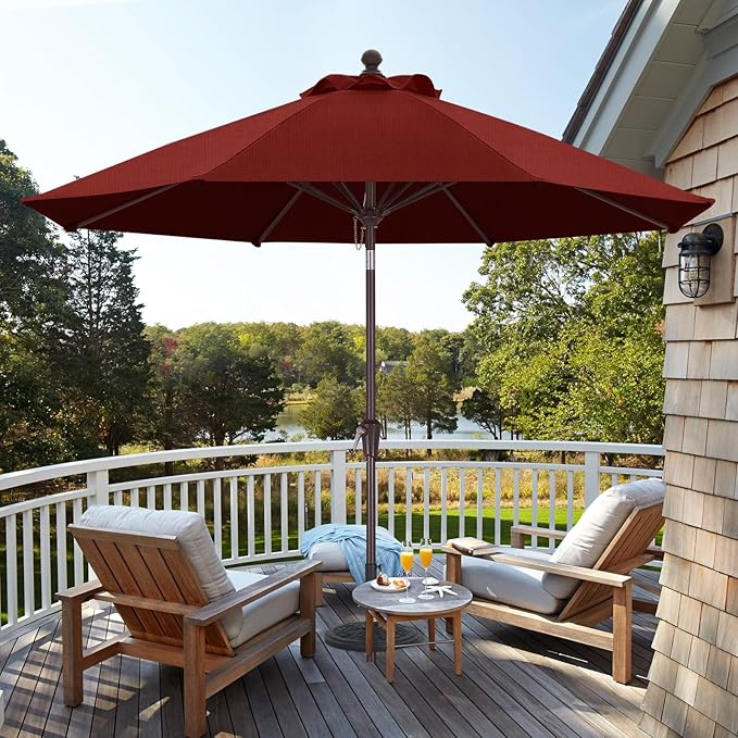 ABCCANOPY OLEFIN® 5-Year No Fading 9FT Patio Umbrella, Outdoor Table Umbrella with 8 Sturdy Ribs for Deck, Backyard, Yard (Burgundy)
