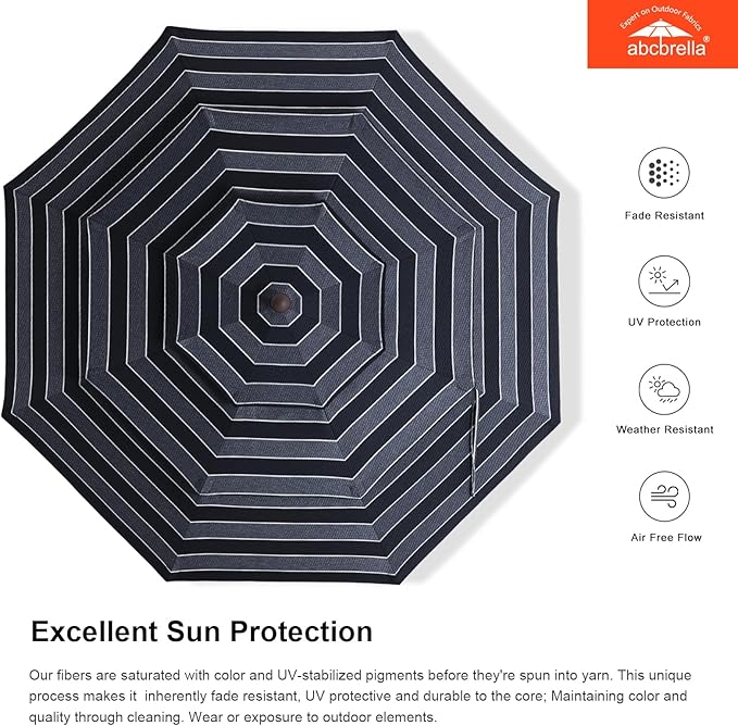 ABCCANOPY 5-Year 10-Year No Fading 9FT 3 Tiers Patio Umbrella, Outdoor Table Umbrella with 8 Sturdy Ribs for Deck, Backyard, Garden, Yard