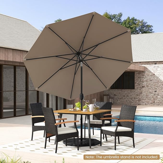 Giantex 9ft Patio Umbrella Outdoor, Market Table Umbrella w/Push Button Tilt and Crank, 180G Polyester Fabric and Sturdy Ribs, Sun Canopy Umbrellas for Patio Garden Beach Deck Pool