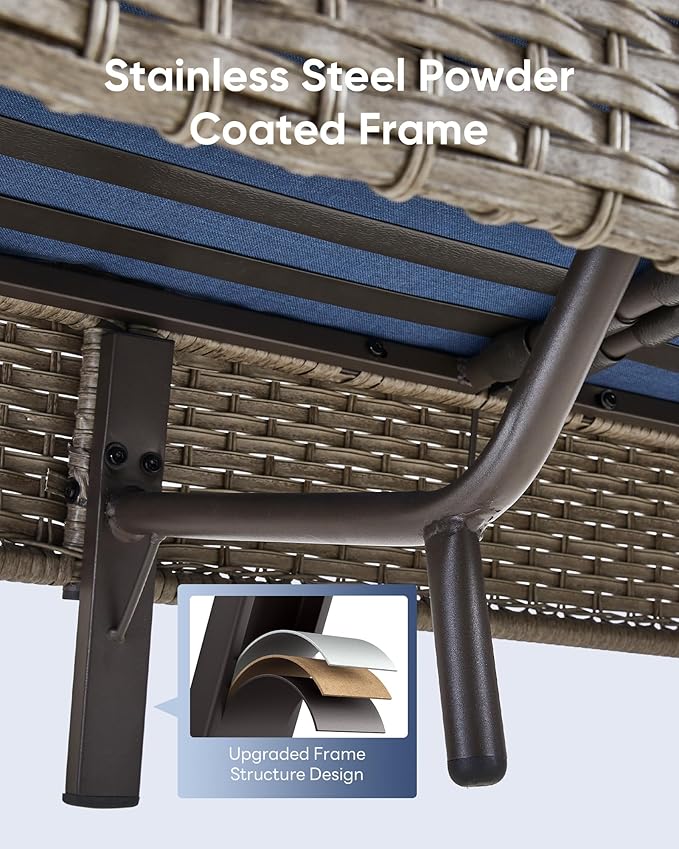 10-Piece Patio Furniture Set-Patio Rocking Chairs Set of 4 Outdoor Rattan Sofa Sets with Coffee Table Outdoor Patio Furniture Sets for Deck Porch Garden Balcony Poolside-Grey/Blue