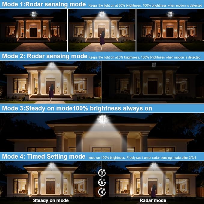 Jercoda Solar Lights Outdoor Waterproof, 50000LM 6500K Dusk to Dawn Solar Powered Street Light Motion Sensor with Remote, LED Security Flood Light for Outside Garden Yard Parking Lot Pathway, 2 Pack