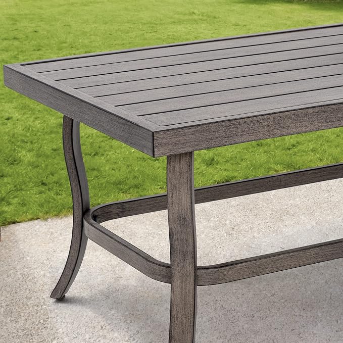 HAPPATIO 7 Piece Aluminum Patio Furniture Set, 3-Seat Outdoor Loveseat, Outdoor Sectional Sofa with Ottomans and Coffee Table, Garden Conversation Set with Swivel Armchairs for Lawn (Gray)