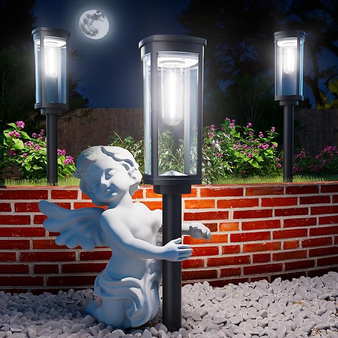 ALFIOT Solar Pathway Lights Outdoor,6 Pack Solar Lights Outdoor, IP65 Waterproof Auto On/Off Solar Garden Lights Solar Powered Landscape Lighting for Yard Walkway Driveway Pathway