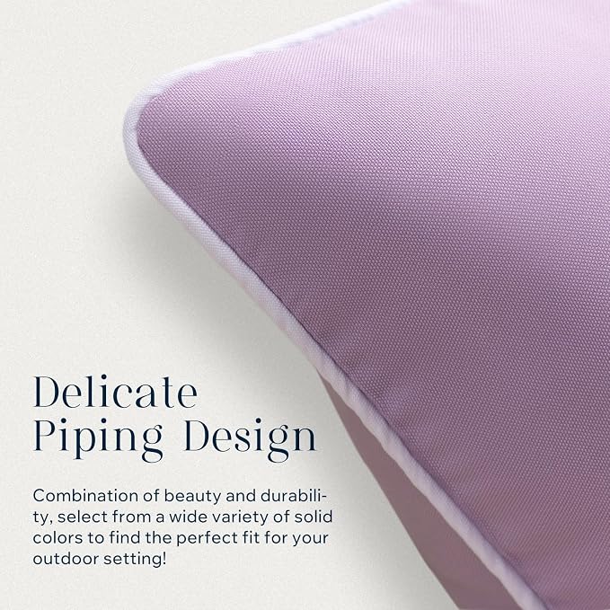 Phantoscope Pack of 2 Outdoor Waterproof Throw Pillow Covers Decorative Square Cushion Case Patio Pillows for Couch Tent, Lavender Purple 20x20 inches