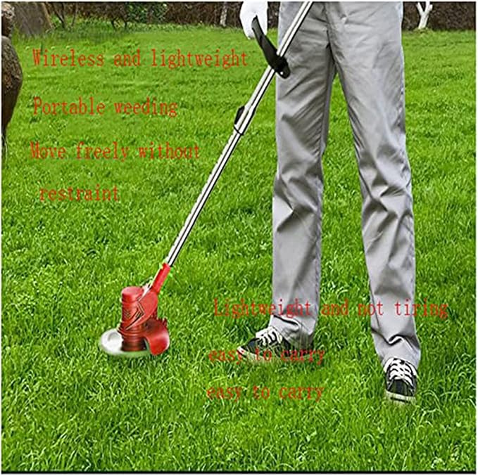 Weed Wacker,21V 2Ah Battery Powered String Trimmer with 2 Batteries and 3 Types Blades,Lightweight and PowerfulBattery poweredfor Yard and Garden (red)