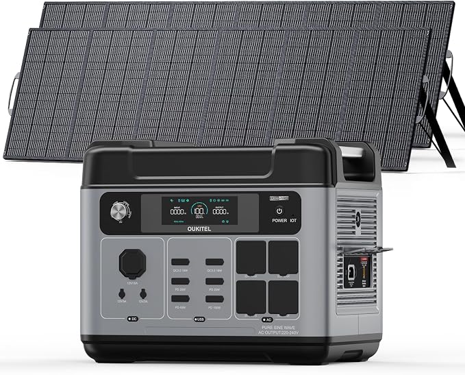 Portable Power Station, 2048Wh LiFePO4 Solar Generator with Panels Included, 3200W (Surge 6000W) AC Output Power Supply, 1800W Fast Charging, 10ms UPS, 16 Outlets for Home Backup RV Camping Emergency