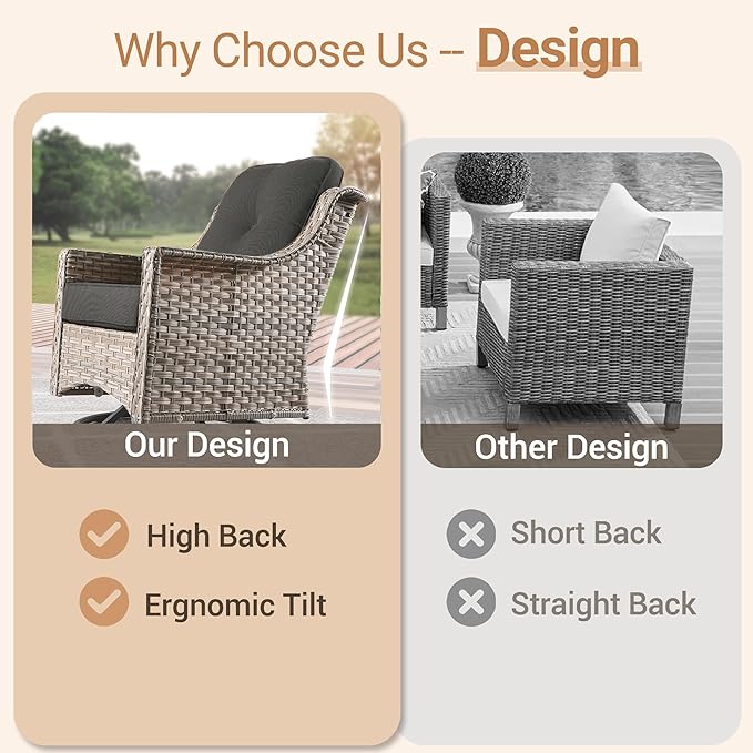 HOOOWOOO Outdoor Patio Furniture Set,7 Pieces Wicker Out Door Sectional Furniture L Shaped Couch,Outside Patio Conversation Sets with LED Table,Denim Blue