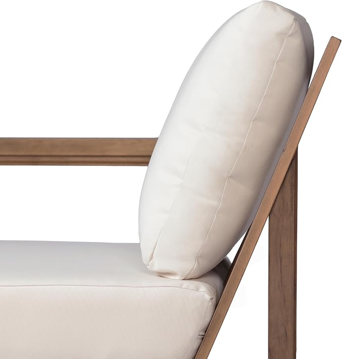 Christopher Knight Home L-Shaped Outdoor Patio Sectional Sofa Set, 3-Seater Acacia Wood Floor Seating Patio Couch with Cushions, Modular Outdoor Patio Furniture for Backyard Porch Deck, Beige+Brown