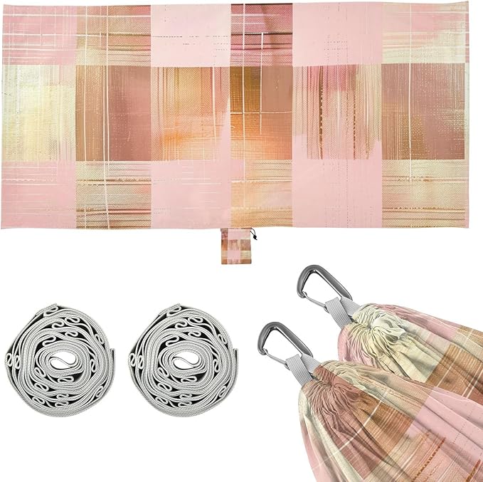 Rose Gold Plaid Seamless Figure 330lb Capacity Hammocks for Camping with Portabl Carry Bag Hanging Hammock for Outside Patio Garden amacas para patios con Base de adultos