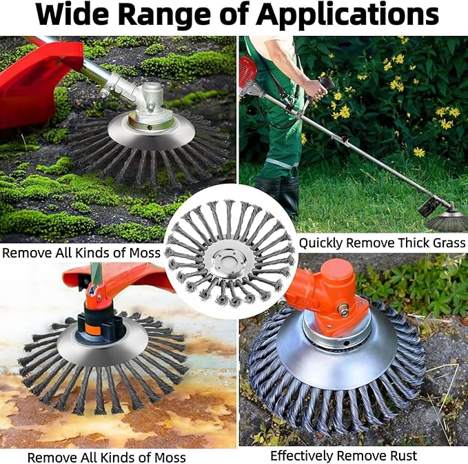 8 Inch Indestructible Steel Wire Grass Trimmer Head, Universal Metal Weed Eater Blades, Rotary Brush Cutter Trimmer Head, Weedeater Wacker Blade for String Trimmers, Moss, Grass,Patio, Lawn