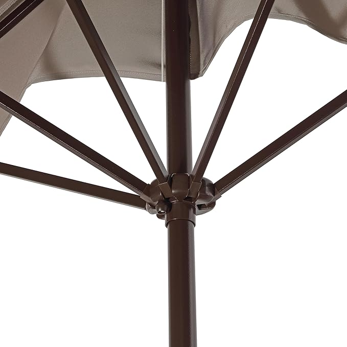 JONATHAN Y Sidney Coastal 9 ft. Gray Half Umbrella for Outdoor Patio, Space-Saving Rectangular Wall Sun Shade with Crank Lift, UV Protection for Balcony, Deck, Dark Brown Pole UMB1200A