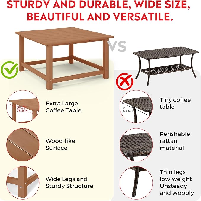 Costaelm Outdoor Kids Table, Toddler Dinner Table Baby Desk Outdoor Childrens Party Tables for Arts & Crafts, Snack Time, Multi-Activity Desk for Ages 2-8 in Classroom/Outside, Teak