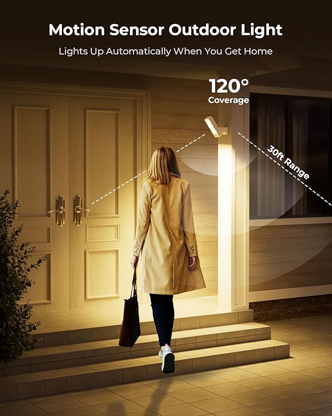 Motion Sensor Outdoor Light, 10000mAh Rechargeable Battery Operated Outdoor Lights with Remote, 3 Modes, Dimmable & 3CCT, Waterproof IP65 Outdoor Security Lights for Shady Areas, Porch, Patio, Garage