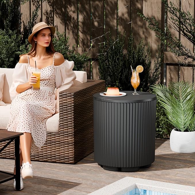 FONTOI Outdoor Cooler Side Table 2 Pack, 2 in 1 Ice Chest Side Table,as Cooler Side Table,Cooler Table for Patio, Parties Picnics, Beach
