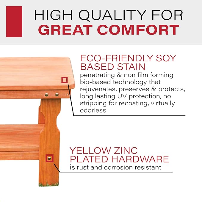 Amish Casual Heavy Duty Outdoor Wood End Table in Cedar Stain - Quality Crafted in The USA from Treated Pine by Amish Artisans