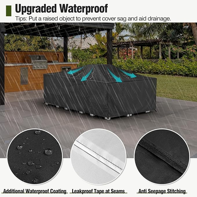 MR.COVER Patio Furniture Cover Waterproof, Outside Table and Chair Set Cover, Garden Windproof Heavy Duty Furniture Protection for Outdoor Sectional Sofa Chair Set Size 88L x 62W x 28H inch