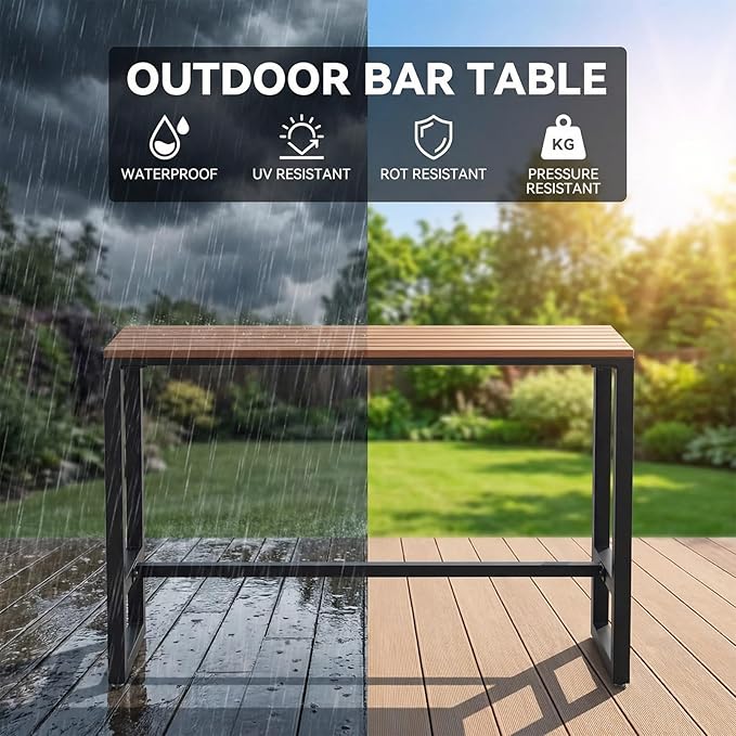 Extra Long Outdoor Bar Height Table, Patio Bar Tables High Counter Table, Weather Resistant Pub Tables for Poolside Garden Balcony Restaurant Cafe, Indoor or Outdoor Use(78.7"x15.7"x40.5")