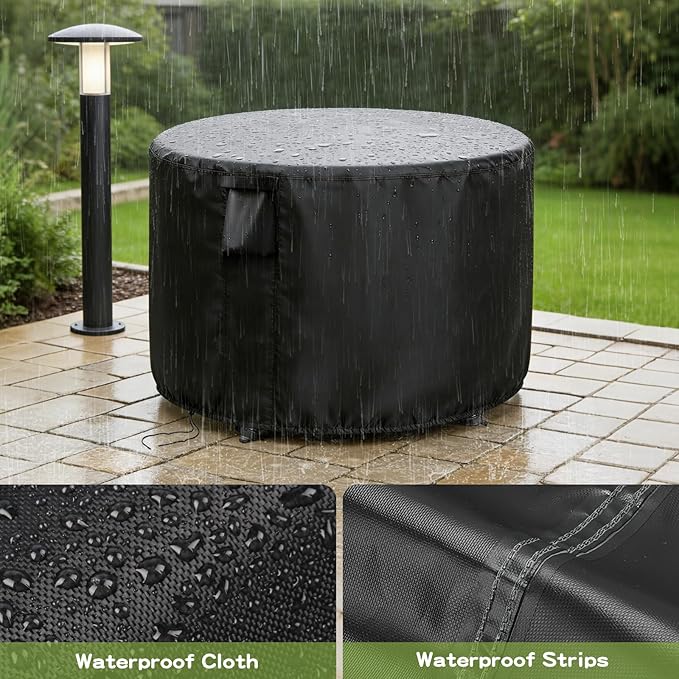 Patio Furniture Covers Round, 36 Inch Outdoor Round Dinner Table Cover Waterproof, Rounds Patio Coffee Table Cover for All Weather Resistant - 36 x 28 Inch