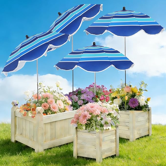 4 Pack Plant Umbrellas for Outdoor Plants 25" Larger Garden Umbrella Sun Shade with Adjustable Angle 40" Higher Sun Protection Cover Shade for Plants, Potted Flower,Garden Bed