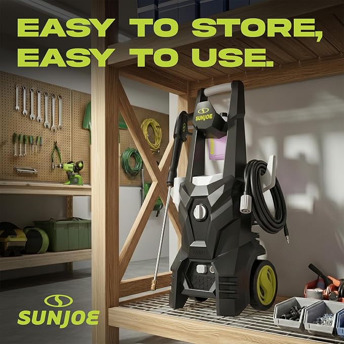 Sun Joe SPX100-GO 1300 PSI Electric Pressure Washer | Portable, Lightweight | Includes Accessories | Ideal for Cars, Patios & Decks