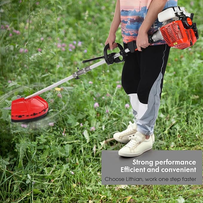 Gas Weed Wacker 5-in-1, 52CC 2-Stroke Multi-Functional Trimming Tool, Gas Powered Weed Eater, Hedge Trimmer, Brush Cutter, Edger, Pole Chainsaw with Extension Pole, for Home Yard and Garden (Orange)