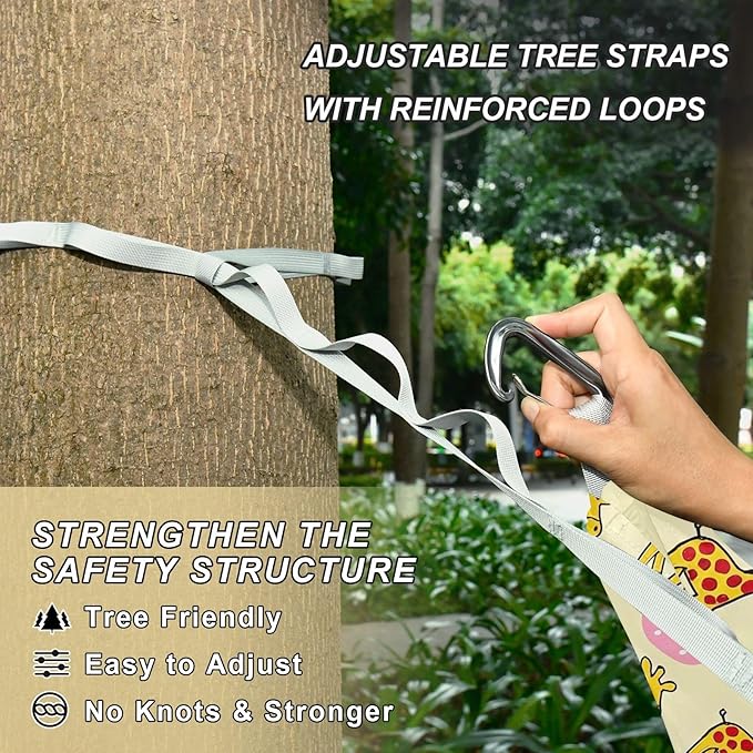 Camping Hammock Outdoor Hammocks for Outside Strawberry Giraffes Beach Trees Portable Lightweight with Pockets Tree Straps Indoor