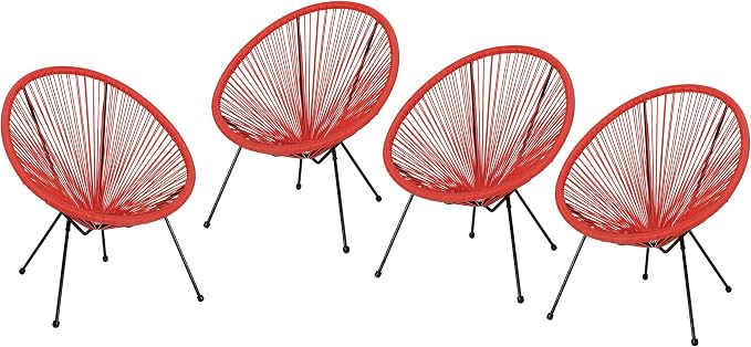 Christopher Knight Home Outdoor Hammock Weave Chair with Steel Frame (Set of 4) - Orange and Black